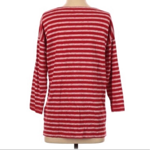 MADEWELL | Cozy Slub Red White Striped Top 3/4 Sleeve Women’s Size Small - Picture 3 of 13